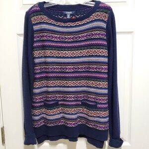 Colorful Designed Winter Sweater with 2 Front Pockets